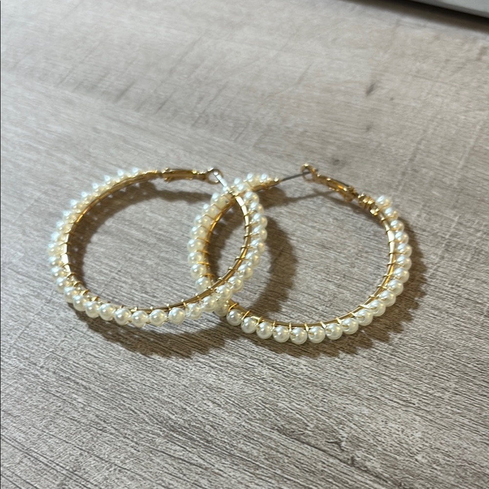 Pearl Hoop Earrings